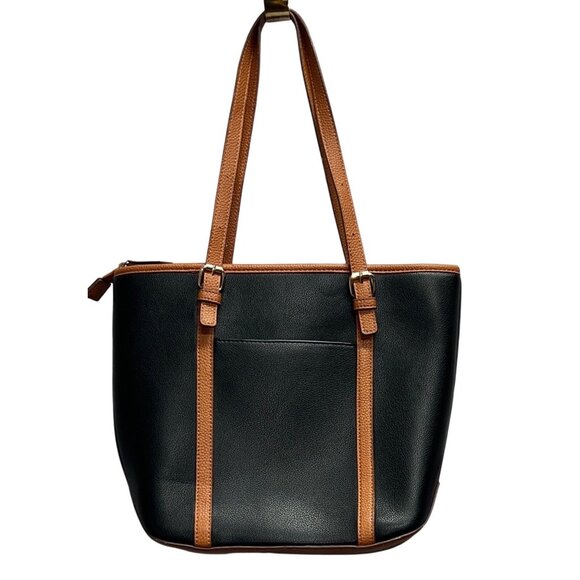 Anne Klein Womens Black & Brown Leather Tote Bag - Picture 3 of 9